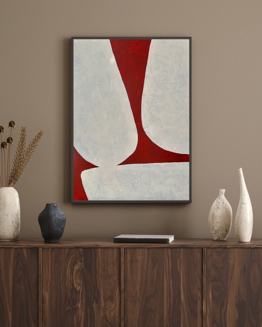Abstract Acrylic Painting Carnelian Red